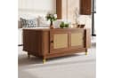 Merax Couchtisch Nussbaum-Holzoptik mit Rattan-Schiebetüren Bild 2