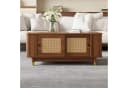 Merax Couchtisch Nussbaum-Holzoptik mit Rattan-Schiebetüren Bild 4