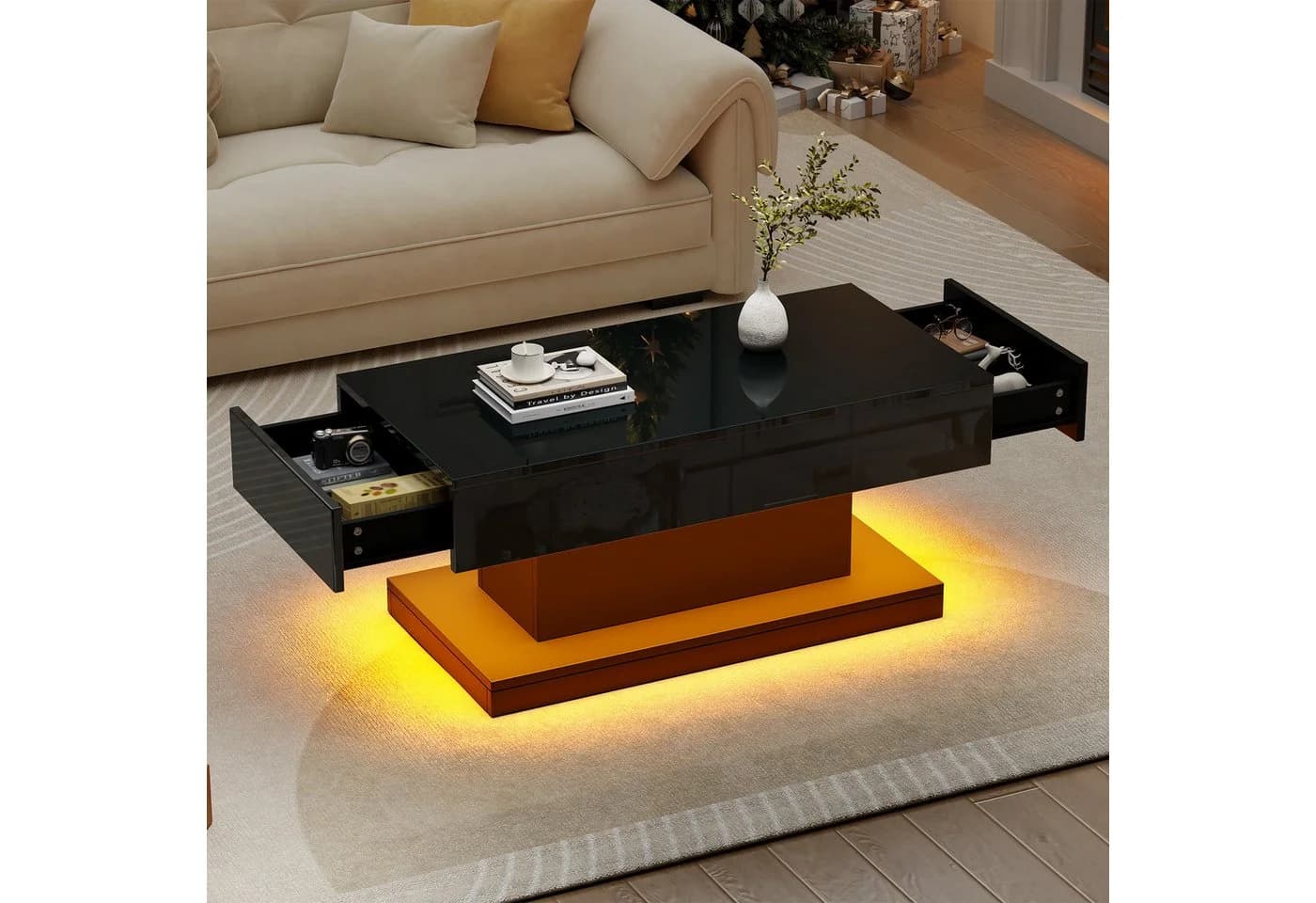 Merax Couchtisch Hochglanz mit LED-Beleuchtung - Bild 2