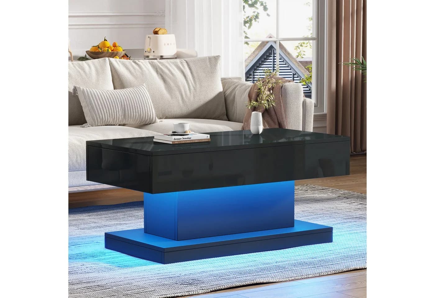 Merax Couchtisch Hochglanz mit LED-Beleuchtung - Bild 3