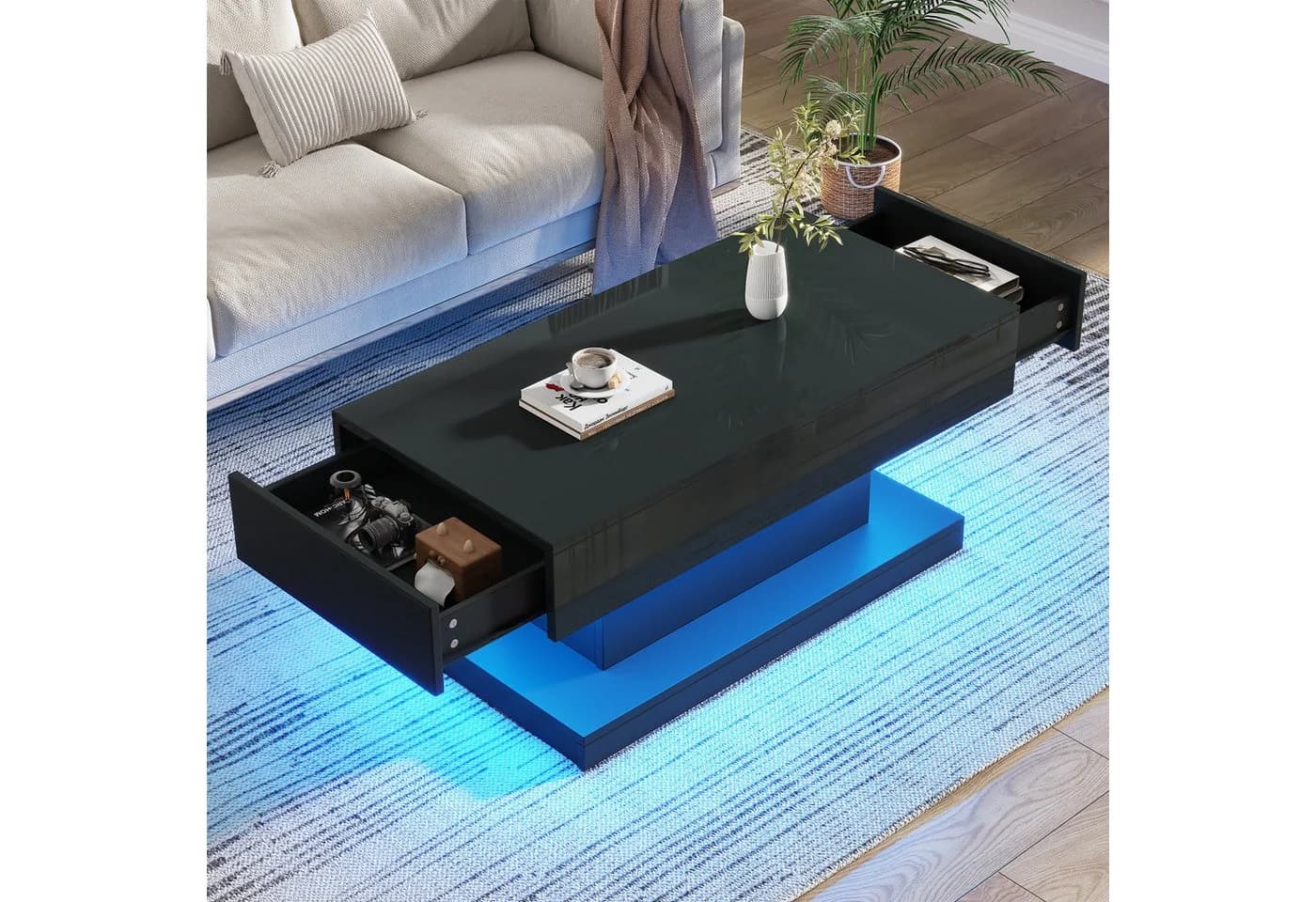 Merax Couchtisch Hochglanz mit LED-Beleuchtung - Bild 4
