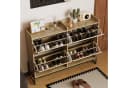 Merax Schuhschrank 4 Klappen PE-Rattan Front Holzoptik Bild 1