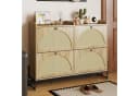 Merax Schuhschrank 4 Klappen PE-Rattan Front Holzoptik Bild 2