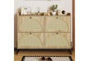 Merax Schuhschrank 4 Klappen PE-Rattan Front Holzoptik Bild 4