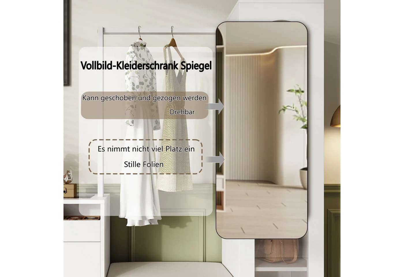 Merax Garderobenschrank 6-in-1 Eingangsbereich mit Spiegel - Bild 5