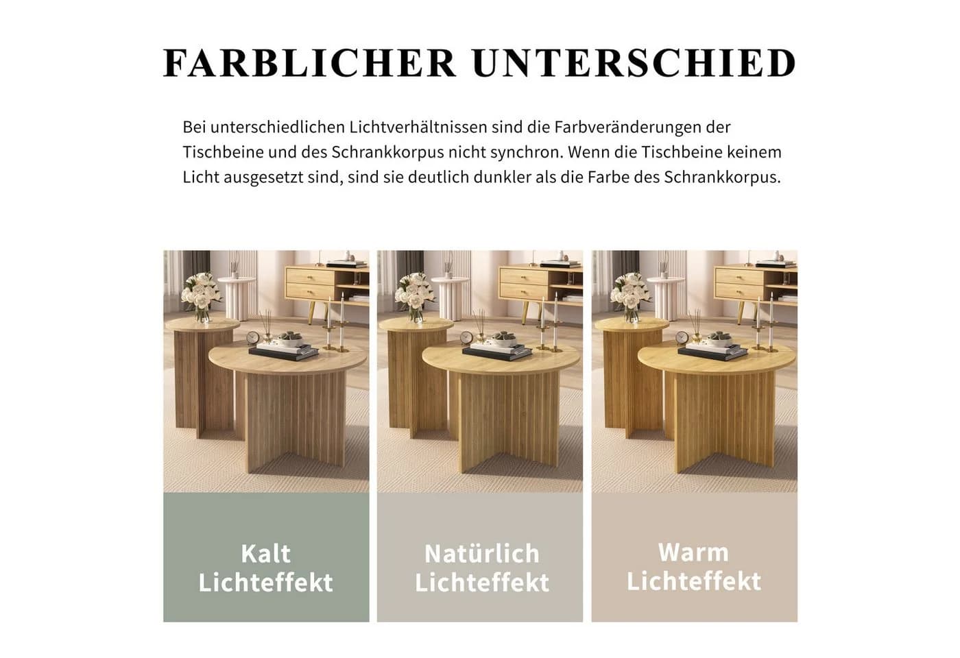 Merax Nest-Tisch-Set 2-tlg. Rund Holzoptik Skandinavisches Design - Bild 4