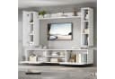 Merax Wohnwand mit Vitrine und TV-Schrank, 4-st, 2 Wandschränke & Wandregal, flexibles Design, stehend & hängend Bild 1