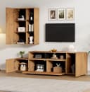 Merax Wohnwand-Set TV-Board & Standregal Holzfarbe Schwarz Bild 1