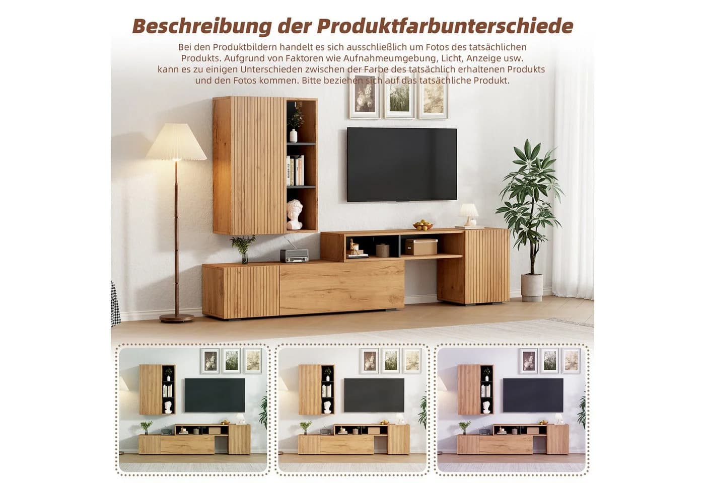 Merax Wohnwand-Set TV-Board & Standregal Holzfarbe Schwarz - Bild 4