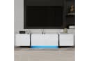 Merax Lowboard mit LED TV-Schrank Hochglanz Schwarz Weiß Bild 2