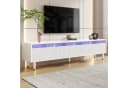 Merax TV-Schrank Lowboard mit LED-Beleuchtung und 4 Acryl-Schubladen Weiß Bild 2