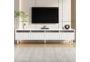 Merax TV-Schrank Lowboard mit LED-Beleuchtung und 4 Acryl-Schubladen Weiß Bild 5