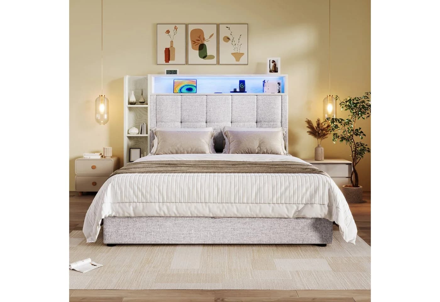 Merax Polsterbett 90x200 cm mit LED, USB & Typ-C Ladefunktion - Bild 3