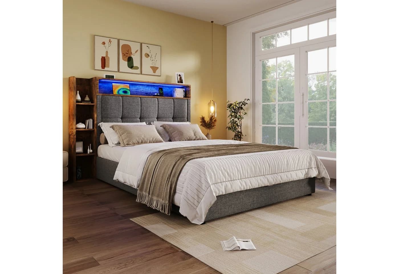 Merax Polsterbett 90x200cm LED USB Typ-C Ladefunktion - Bild 4