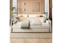Merax Daybett Sofabett mit LED & USB Leinenstoff Beige Bild 1