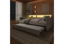 Merax Daybett Sofabett mit LED & USB Leinenstoff Beige Bild 4
