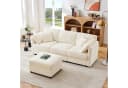 Merax Ecksofa L-förmig Sofa mit Fußhocker, Chenille-Stoff, 3-Sitzer Schlafsofa Bild 1