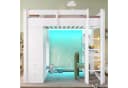 Merax Hochbett 90x200cm mit LED-Beleuchtung & USB Kieferholz Bild 1