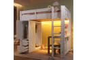 Merax Hochbett 90x200cm mit LED-Beleuchtung & USB Kieferholz Bild 4