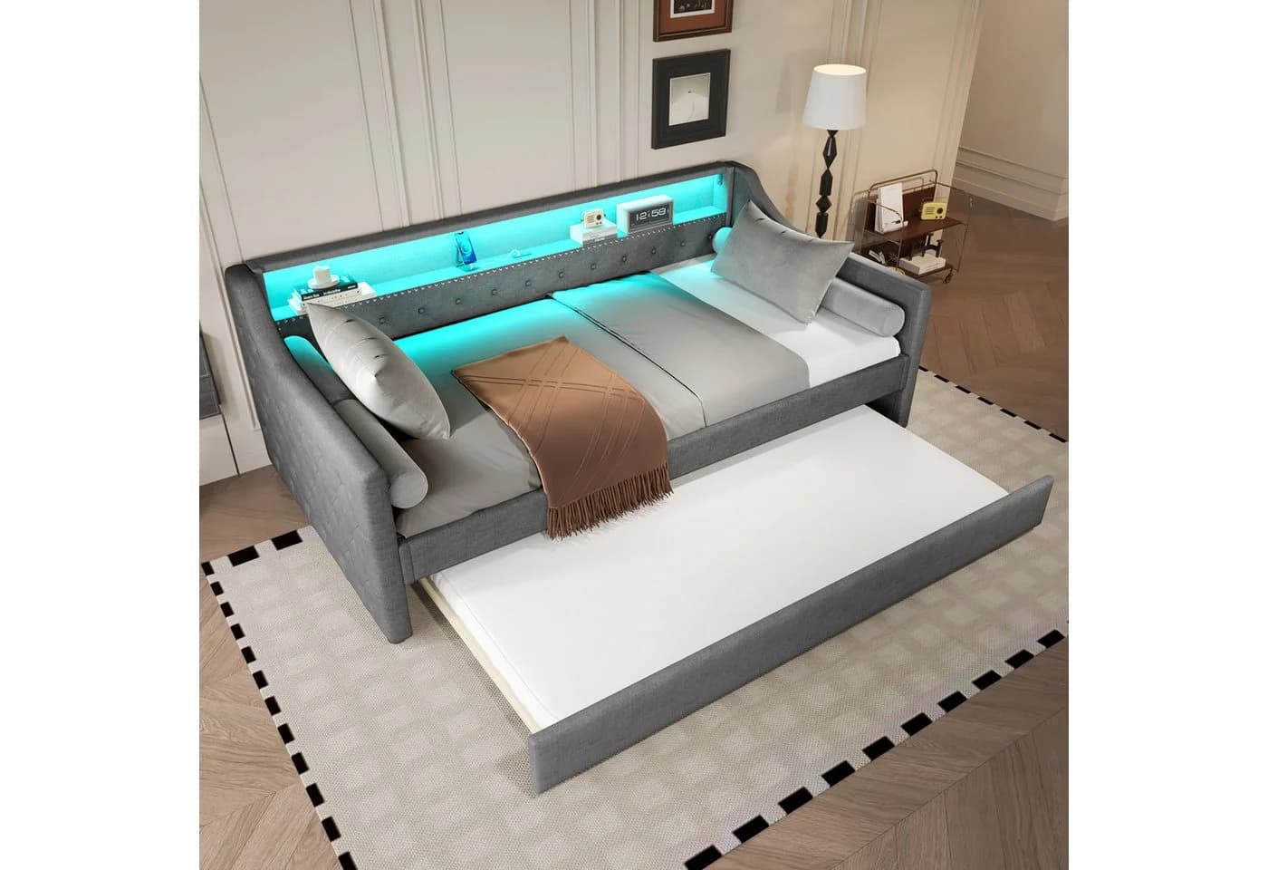 Merax Daybett Sofabett Schlafsofa mit LED-Beleuchtung & USB-Ladebuchse - Bild 3