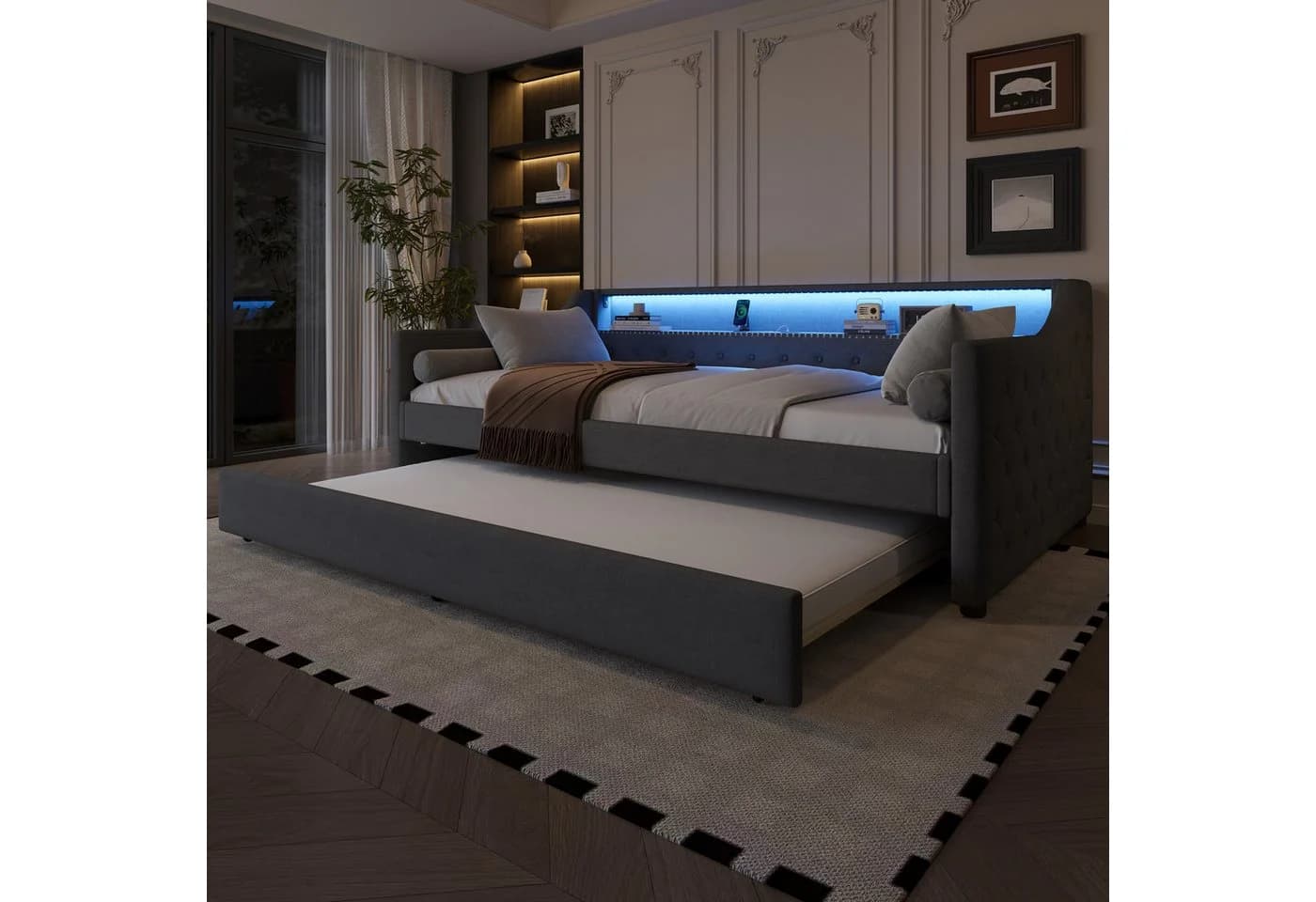 Merax Daybett Sofabett Schlafsofa mit LED-Beleuchtung & USB-Ladebuchse - Bild 4