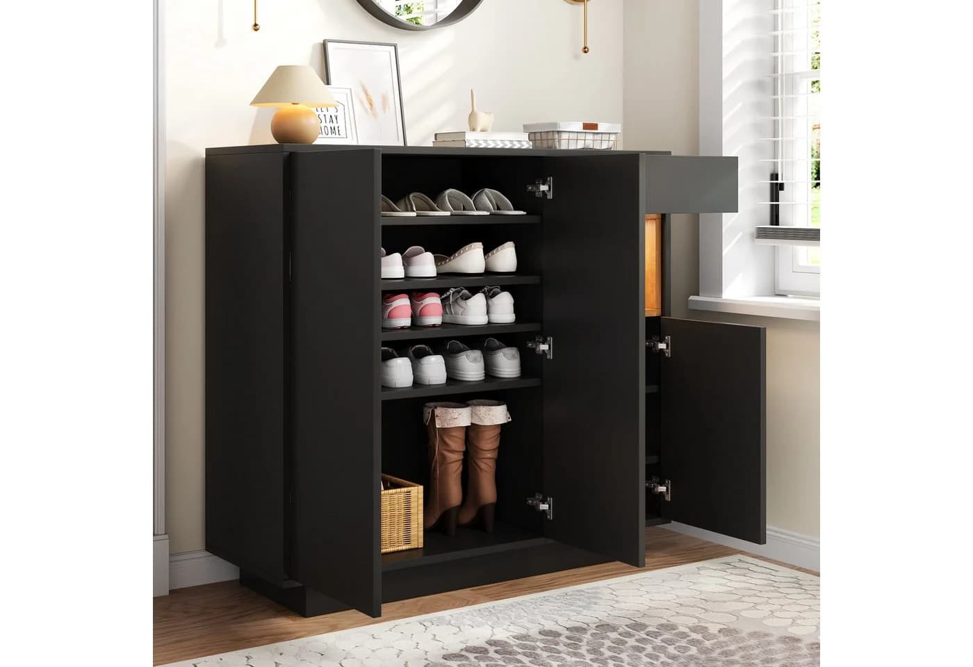 Merax Schuhschrank mit LED-Beleuchtung und verstellbaren Böden - Bild 4