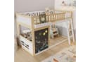 Merax Hochbett Kinderbett 90x200 Weiß mit Tafel & Stauraum Bild 3