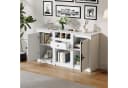 Merax Sideboard Weiß mit schwarzen Griffen Kommode mit 2 Türen, 1 Schublade, 3 Weinregalen & Halboffener Stauraum Bild 1