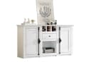 Merax Sideboard Weiß mit schwarzen Griffen Kommode mit 2 Türen, 1 Schublade, 3 Weinregalen & Halboffener Stauraum Bild 2