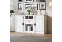 Merax Sideboard Weiß mit schwarzen Griffen Kommode mit 2 Türen, 1 Schublade, 3 Weinregalen & Halboffener Stauraum Bild 3