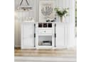 Merax Sideboard Weiß mit schwarzen Griffen Kommode mit 2 Türen, 1 Schublade, 3 Weinregalen & Halboffener Stauraum Bild 4