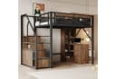 Merax Metall-Hochbett 140x200cm mit Stauraumtreppe Schutzzaun Bild 2