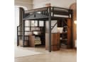 Merax Metall-Hochbett 140x200cm mit Stauraumtreppe Schutzzaun Bild 3
