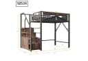 Merax Metall-Hochbett 140x200cm mit Stauraumtreppe Schutzzaun Bild 4