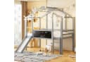 Merax Hochbett im Hausstil 90x200cm mit Rutsche, Leiter, Tafel & Dach Bild 2