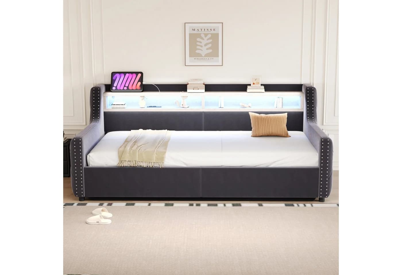 Merax Polsterbett-Schlafsofa 90x200 cm mit LED-Beleuchtung - Bild 3