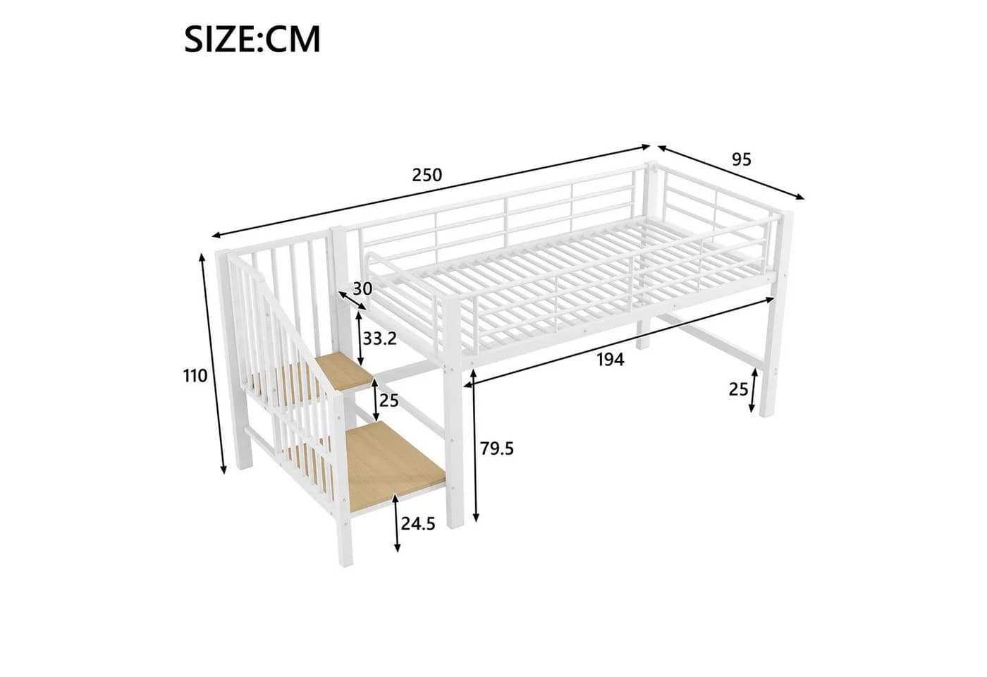 Merax Hochbett 90x200 cm mit Stauraumtreppe - Bild 5