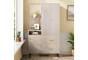 Merax Kompaktgarderobe mit Polsterpaneelen Graubeige Bild 2