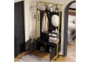 Merax Kompaktgarderobe mit Spiegel, Garderoben-Set aus Holz & Metall, Flurschrank mit Metallhaken, Schuhschrank & Sitzbank Bild 3