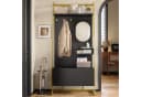 Merax Kompaktgarderobe mit Spiegel, Garderoben-Set aus Holz & Metall, Flurschrank mit Metallhaken, Schuhschrank & Sitzbank Bild 5