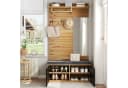 Merax Garderoben-Set mit Spiegel & Sitzkissen, Kompaktgarderobe in Schwarz-Holzoptik Bild 1