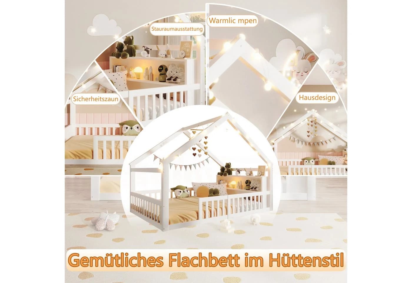 Merax Kinderbett Hausform 90x190cm Kiefernholz - Bild 5