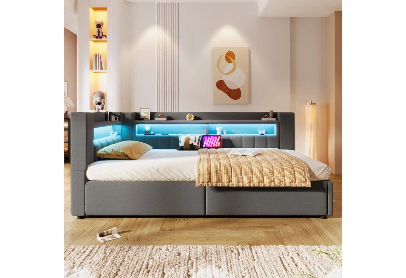 Merax Daybett 90x200cm mit LED-Beleuchtung und USB-Typ-C Ladefunktion