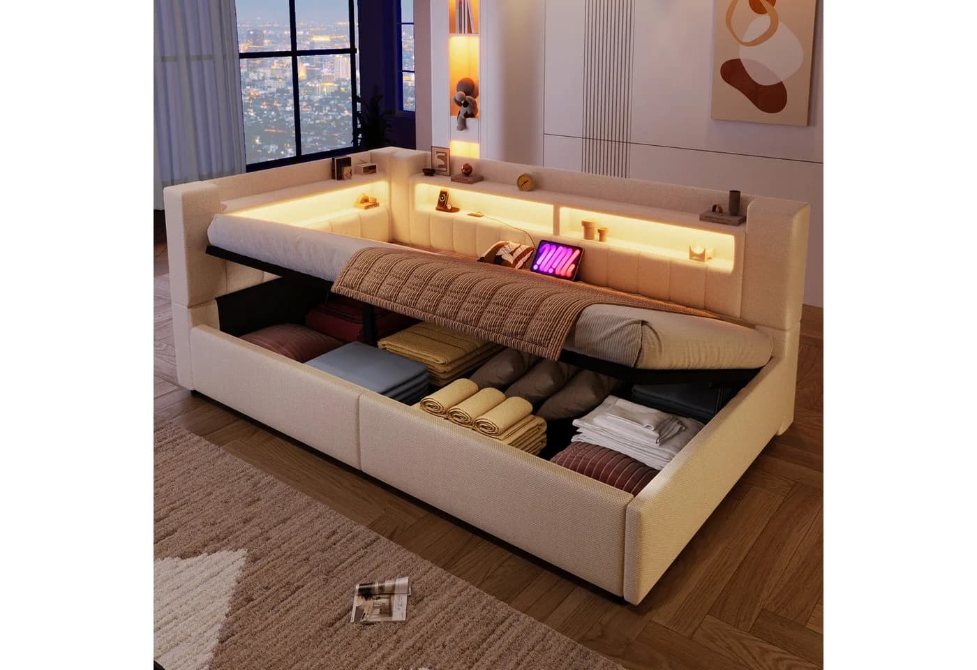 Merax Daybett 90x200cm mit LED-Beleuchtung und USB-Typ-C Ladefunktion - Bild 2