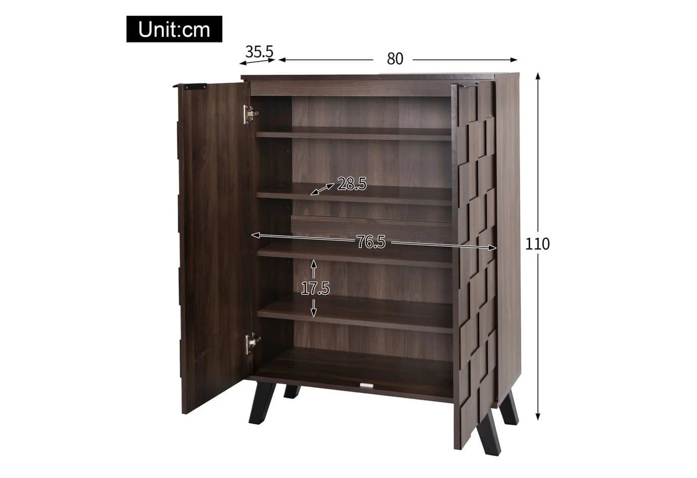 Merax Schuhschrank Walnuss Geometrische Türen - Bild 5