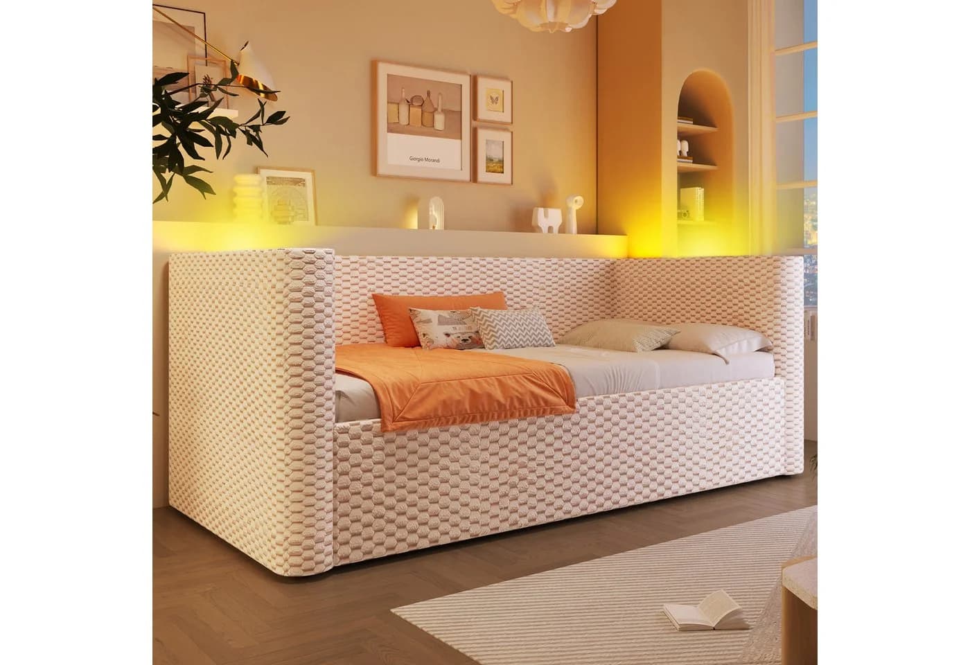 Merax Daybett 90x200cm mit LED-Licht Sofabett Jugendbett Kinderbett