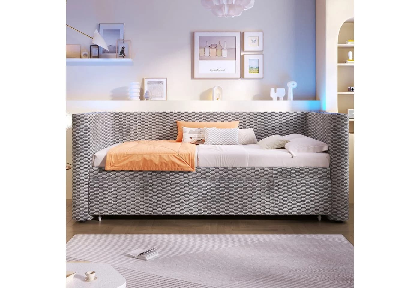 Merax Daybett 90x200cm/180x200cm LED-Lichtleiste Samt - Bild 4