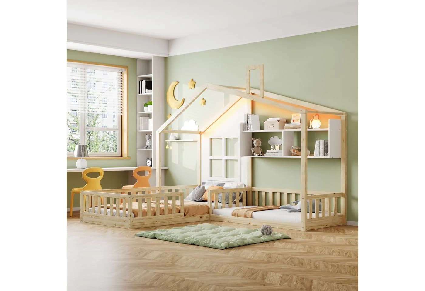Merax Kinderbett Hausbett mit LED-Lichtband und Sicherheitsgitter - Bild 2