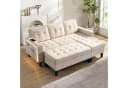 Merax Schlafsofa L-Form mit LED und USB - Beige/Grau Chenille Bild 2