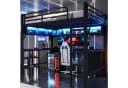 Merax Hochbett 140x200 cm Metallbett mit LED-Beleuchtung & USB-Anschluss Bild 2